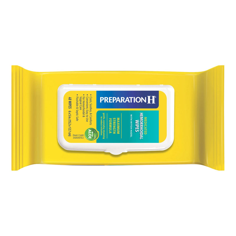 Glaxo Consumer Products Preparation H Medicated Hemorrhoidal Wipes w/ Witch Hazel & Aloe, Max Strength 