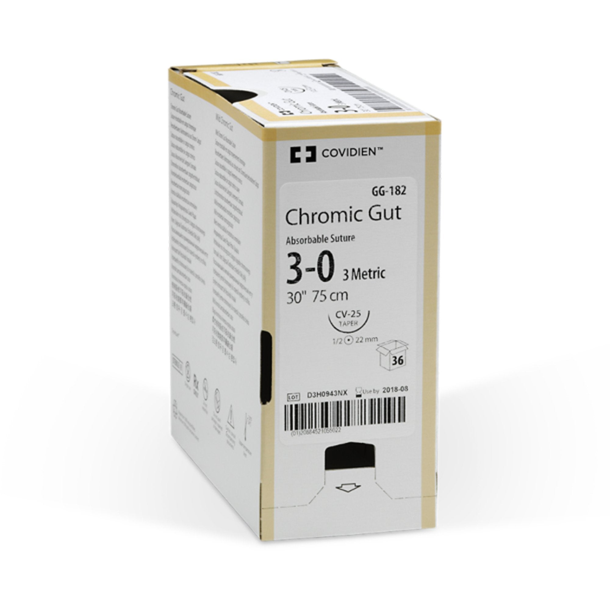 Absorbable Suture with Needle Premium Chromic Gut P-12 3/8 Circle Precision Reverse Cutting Needle Size 4-0 Monofilament 