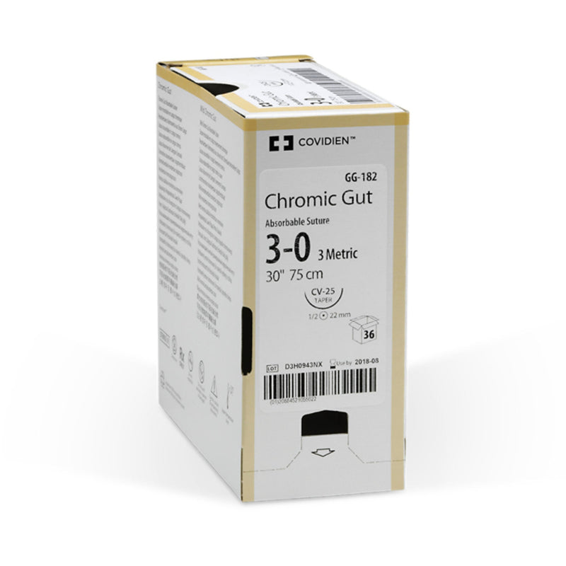 Absorbable Suture with Needle Premium Chromic Gut P-12 3/8 Circle Precision Reverse Cutting Needle Size 4-0 Monofilament 