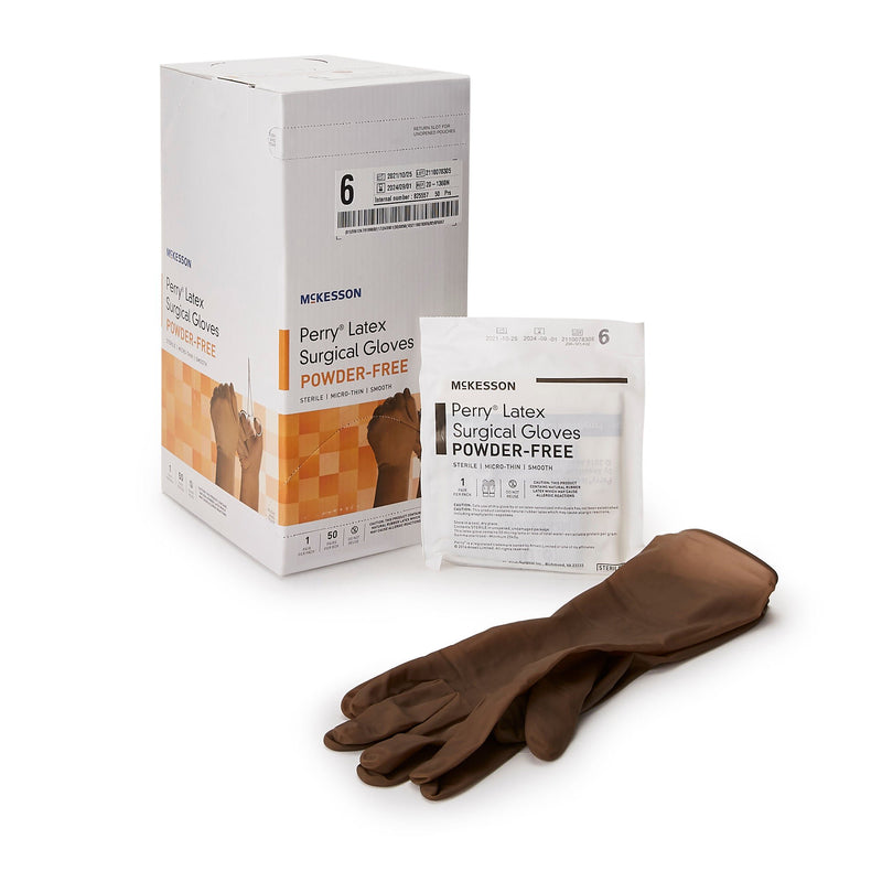 McKesson Perry Latex Surgical Glove, Size 6, Brown (Case of 4 Boxes)