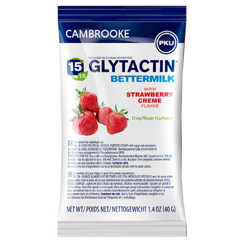 Cambrooke Therapeutics Oral Supplement Glytactin BetterMilk Strawberry Crème Flavor Powder 1.4 oz. Individual Packet (30/CS) 