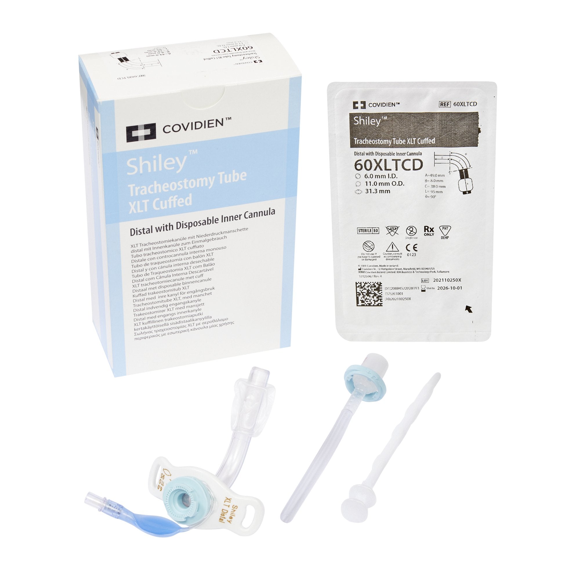 Cuffed Tracheostomy Tube Shiley XLT Size 6.0 Adult 