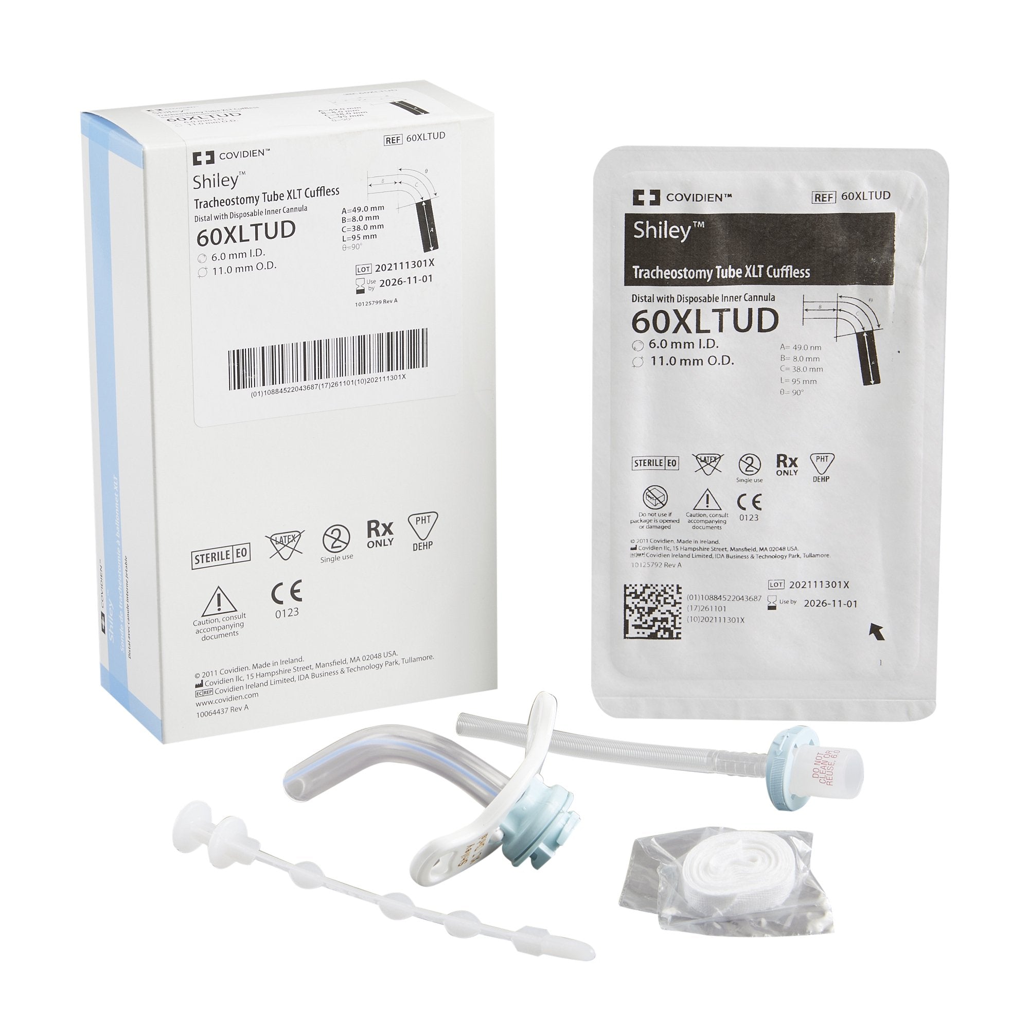 Uncuffed Tracheostomy Tube Shiley XLT Size 6.0 Adult 