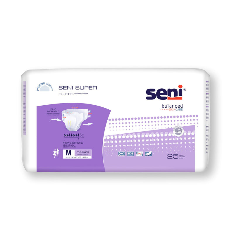 Seni Super Heavy Absorbency Incontinence Brief, Medium (Case of 75)