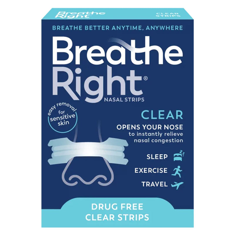 Breathe Right Nasal Strips Clear for Sensitive Skin, Large (Box of 30)