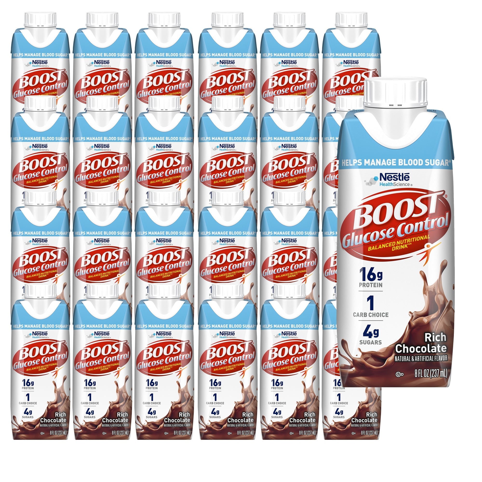 Nestle Healthcare Nutrition Boost Glucose Control Chocolate Balanced Nutritional Drink, 8-ounce Carton (24/CS) 
