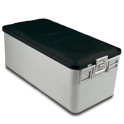 SklarLite Sterilization Container - Full-Size, Safe Lid, Non-Perforated Bottom, 23" x 11" x 10", Black - 10-4226