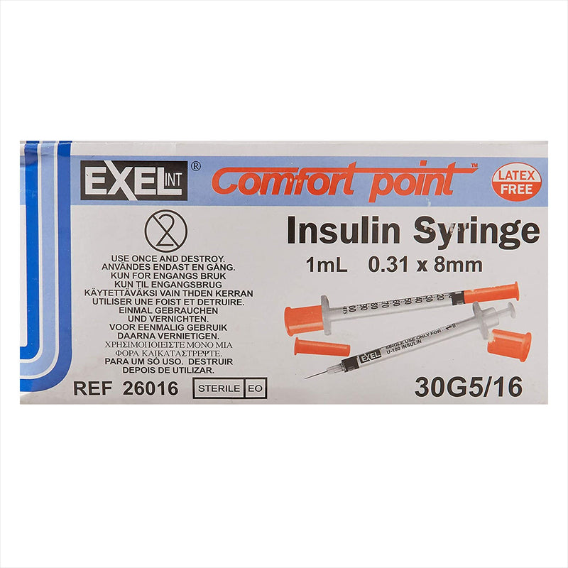 Standard Insulin Syringe with Needle Comfort Point 1 mL 5/16 Inch 30 Gauge NonSafety Regular Wall (Case)