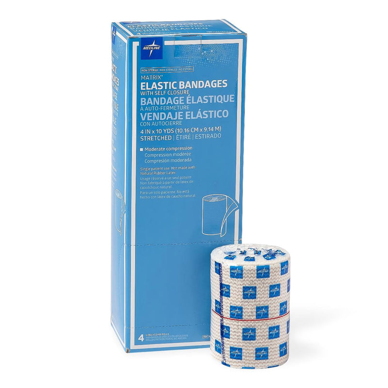 Medline Matrix Elastic Bandage with Self-Closure, Stretched, 4 Inch x 10 Yard (20/CS)