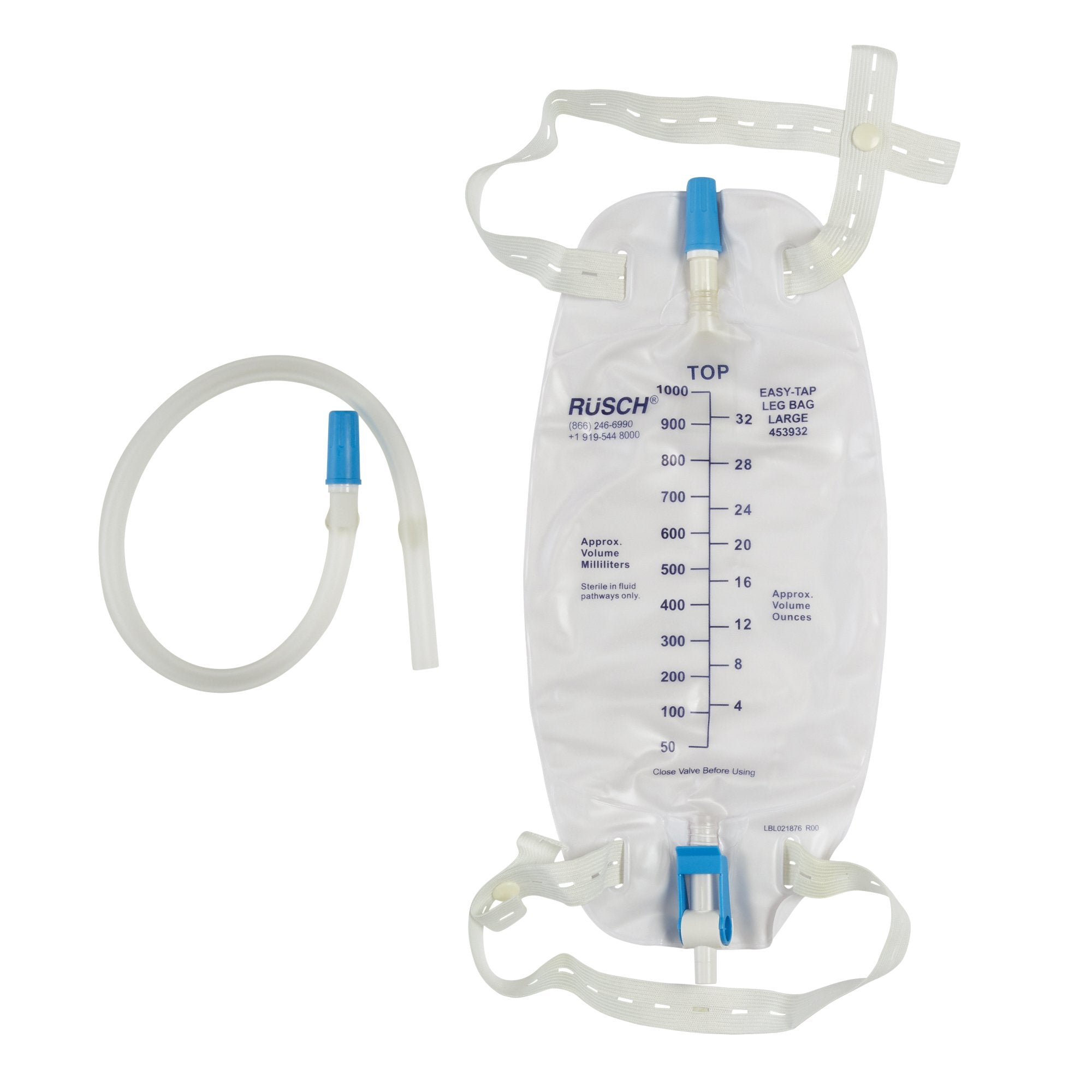Urinary Leg Bag Easy Tap Anti-Reflux Valve Sterile 950 mL Vinyl 