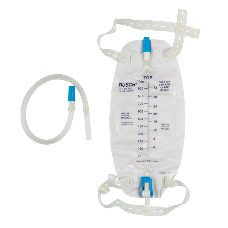 Urinary Leg Bag Easy Tap Anti-Reflux Valve Sterile 950 mL Vinyl 