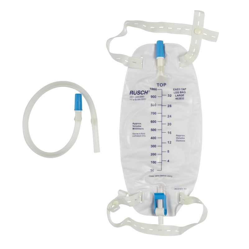 Urinary Leg Bag Easy Tap Anti-Reflux Valve Sterile 950 mL Vinyl 