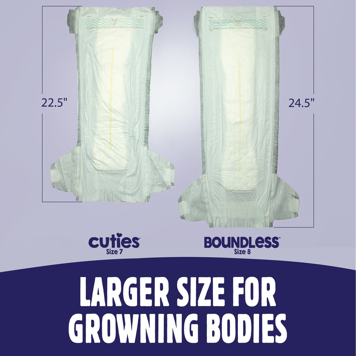 Boundless Youth Diapers, Size 8 (Case of 80)