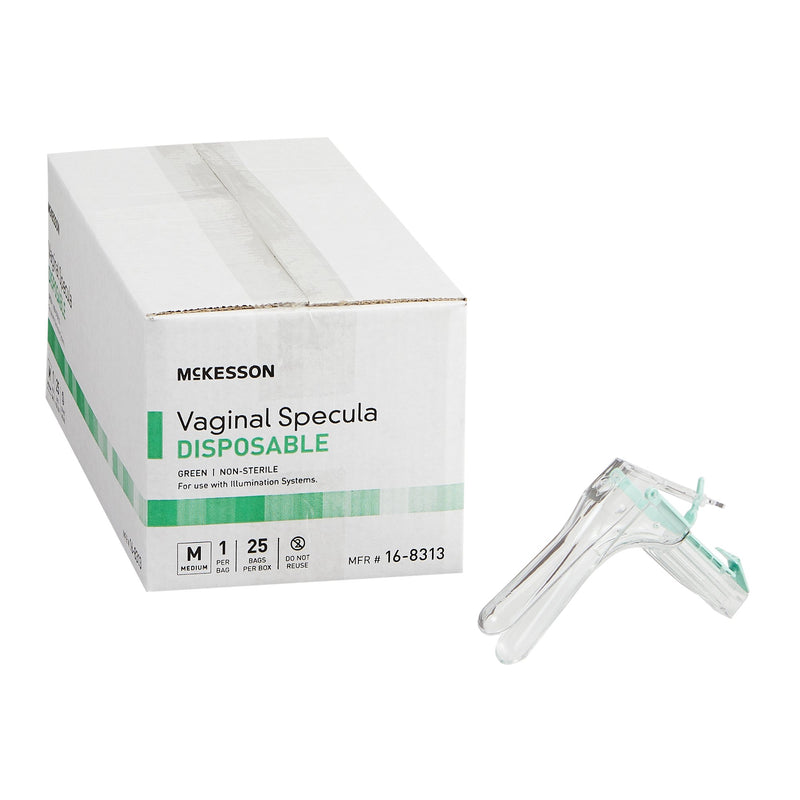 Vaginal Speculum McKesson Graves NonSterile Office Grade Acrylic Medium Double Blade Duckbill Disposable Corded Light Source Compatible 