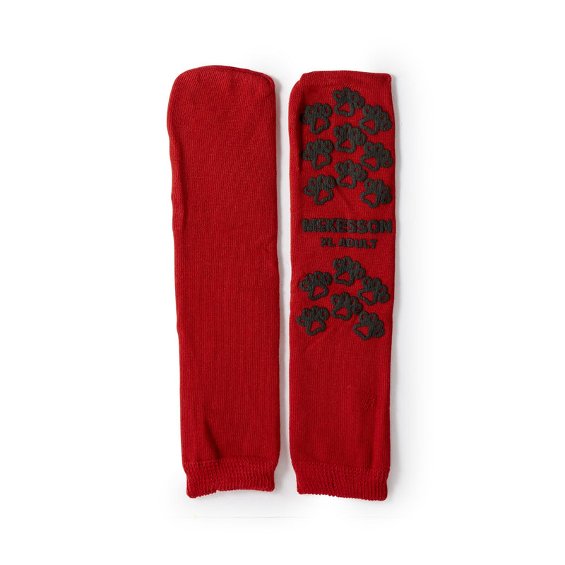 Slipper Socks McKesson Terries Unisex Adult X-Large Single Tread Single Patient Use Red 