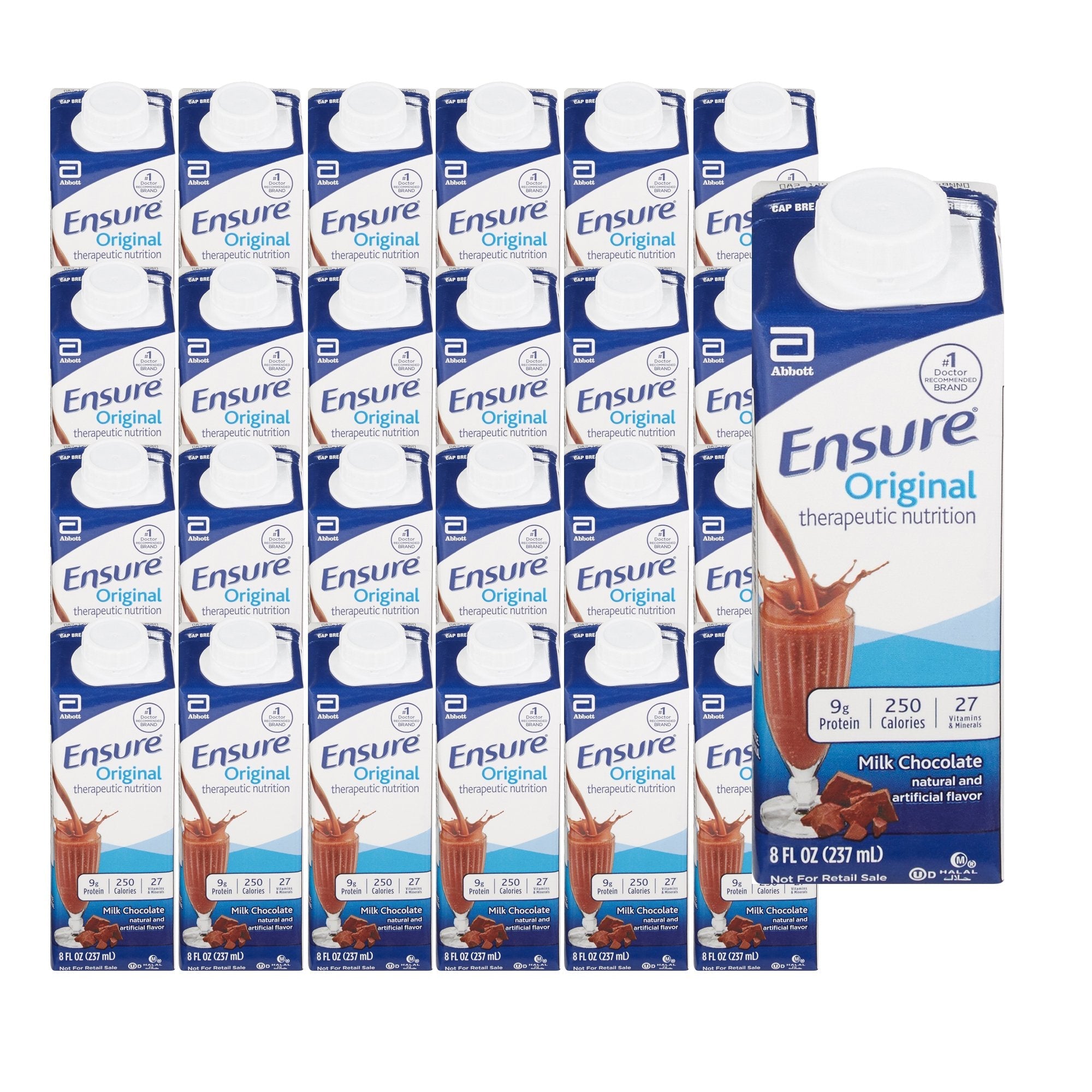 Abbott Nutrition Ensure Original Therapeutic Nutrition Shake, Chocolate, 8-ounce carton (24/CS) 