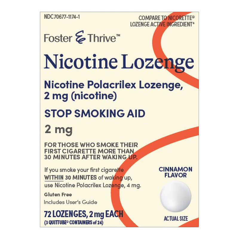 Foster & Thrive Nicotine Polacrilex Lozenges 2 mg (Nicotine) Cinnamon (Pack of 72)