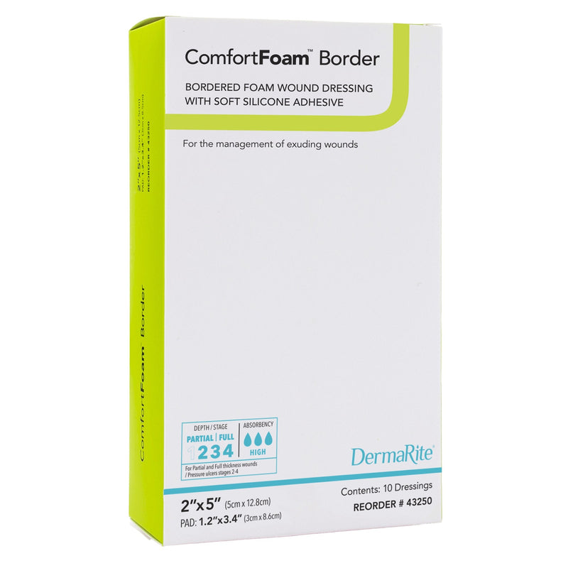 Sion Brands LLC ComfortFoam Border Foam Wound Dressing with Soft Silicone Adhesive, 5 x 12.8 cm (10/BX) 