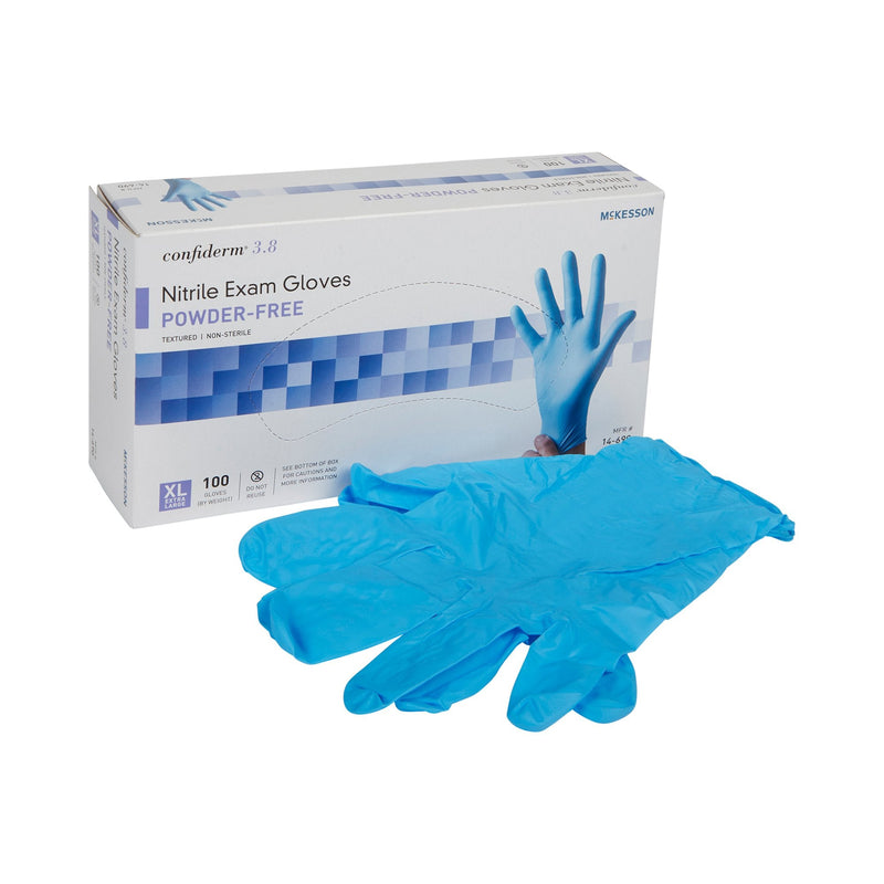 McKesson Brand McKesson Confiderm 3.8 Nitrile Exam Glove, Extra Large, Blue (1000/CS) 