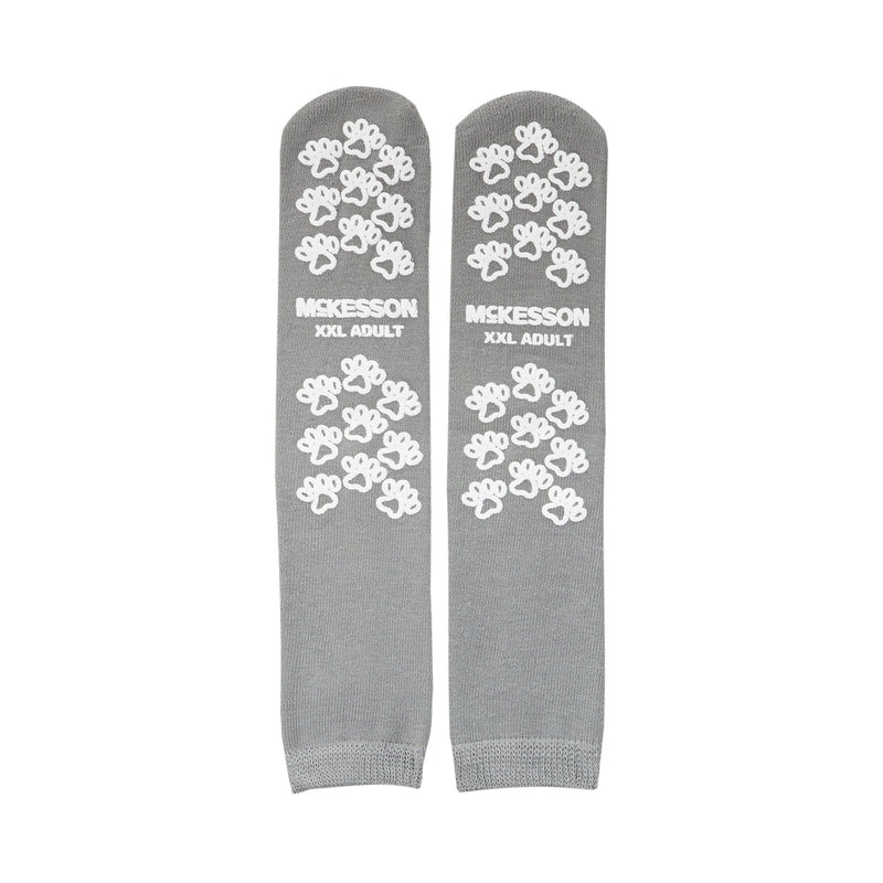 Slipper Socks McKesson Terries Unisex Adult 2X-Large Double Tread Single Patient Use Gray 