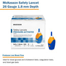 McKesson Pressure Activated Safety Lancets, 26 Gauge, Blue (Case of 2000)