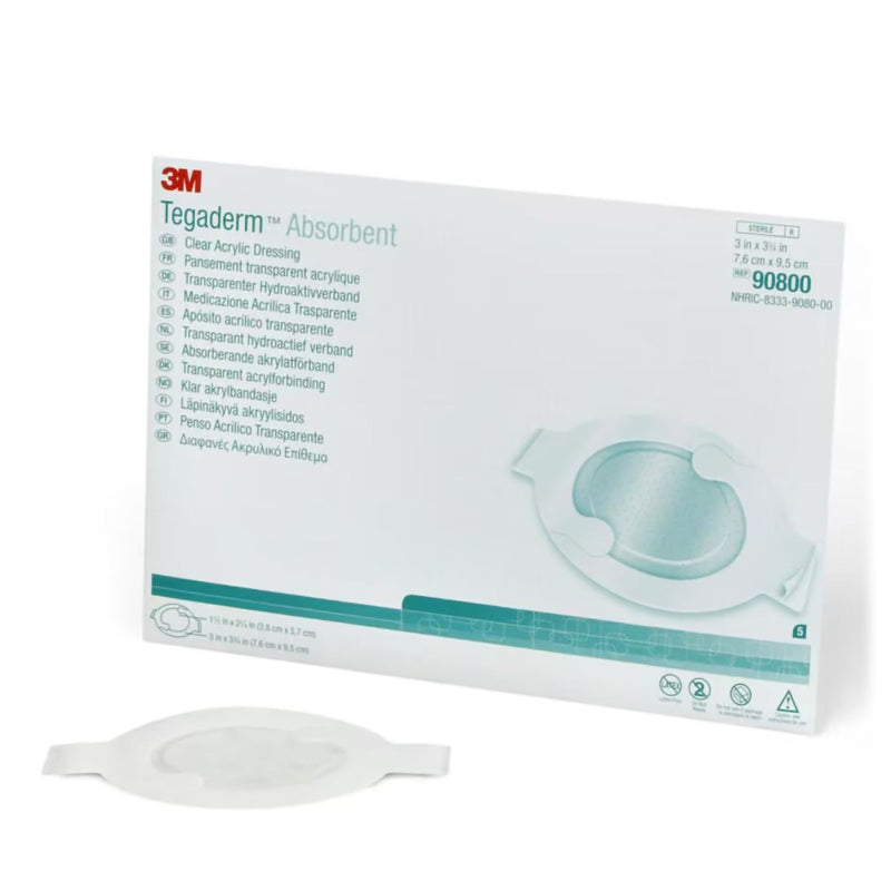Absorbent Acrylic Transparent Film Dressing 3M Tegaderm Absorbent 3 X 3-3/4 Inch Frame Style Delivery Oval Sterile (Case of 40) 