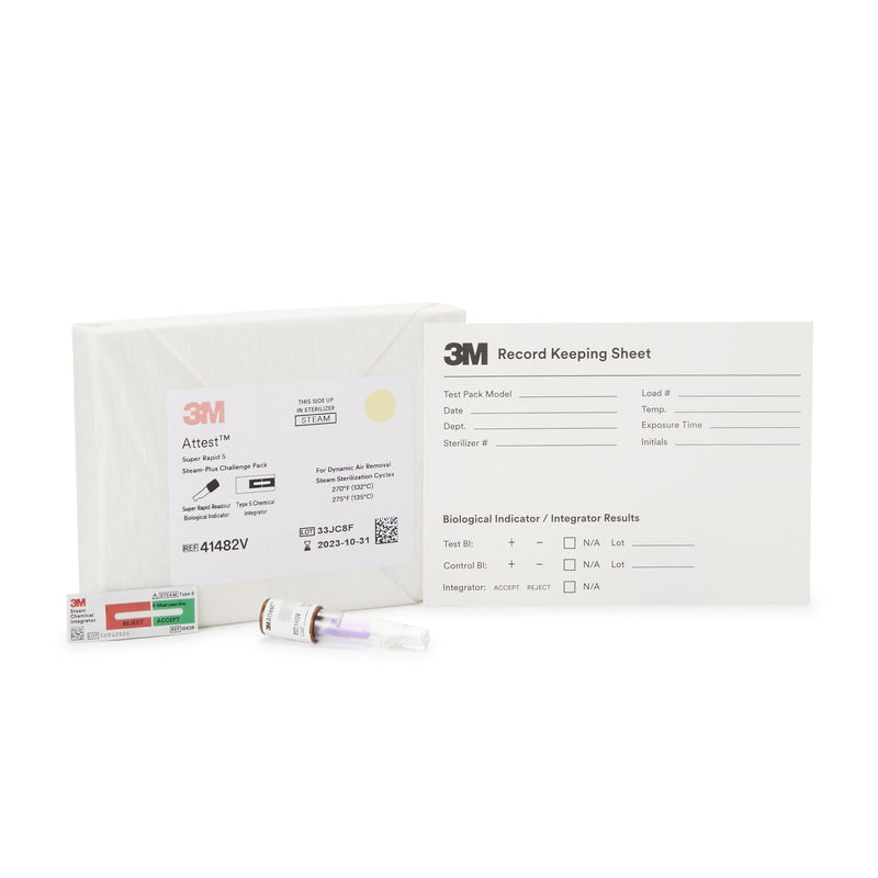 Solventum Corporation 3M Attest Super Rapid 5 Steam-Plus Sterilization BI Challenge Pack (24/CS) 