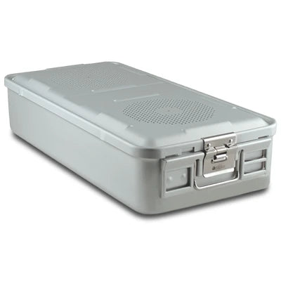 SklarLite Sterilization Container - Full-Size, Standard Lid, Perforated Bottom, 23" x 11" x 5", Silver - 10-4060 
