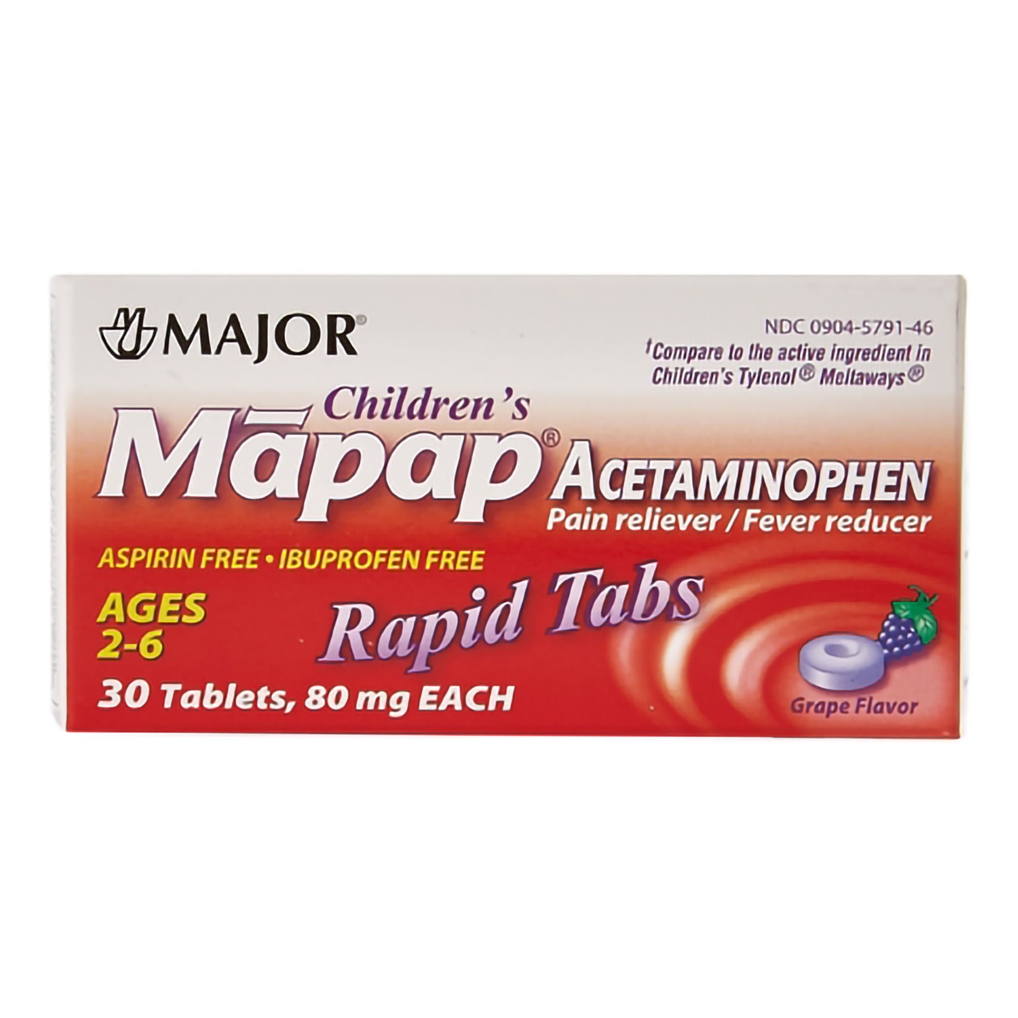 Mapap Acetaminophen Grape Flavor Children's Pain Relief (Bottle of 30) 