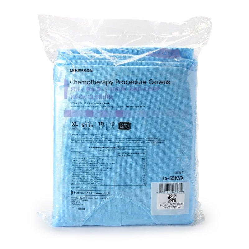 McKesson Brand McKesson Full Back Chemotherapy Procedure Gown, Extra Large (30/CS) 