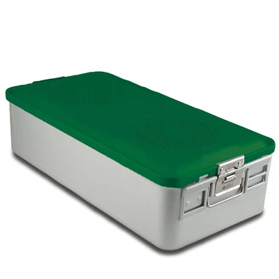 SklarLite Sterilization Container - Full-Size, Standard Lid, Perforated Bottom, 23" x 11" x 6", Green - 10-4116 