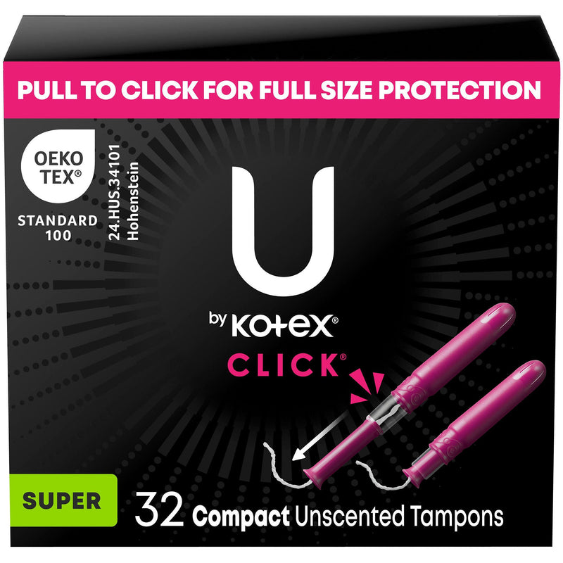 Tampon U by Kotex Click Super Absorbency Plastic Applicator Individually Wrapped (Case of 192)
