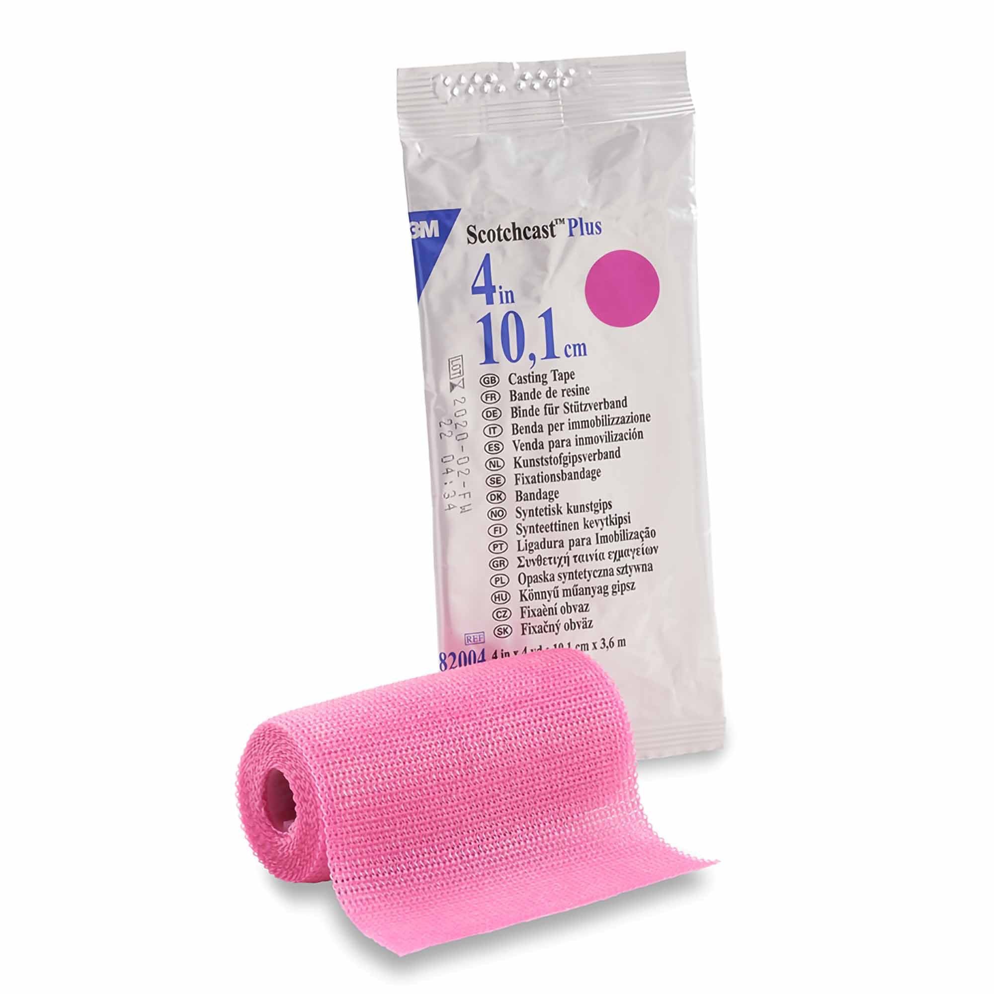 Solventum Corporation 3M Scotchcast Plus Bright Pink Cast Tape, 4 Inch x 4 Yard (10/CS) 