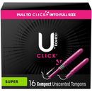 Kimberly Clark Tampon U By Kotex Click Super Absorbency Plastic Applicator Individually Wrapped (16/BX) 