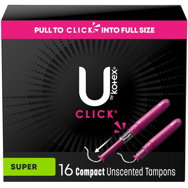Kimberly Clark Tampon U By Kotex Click Super Absorbency Plastic Applicator Individually Wrapped (16/BX) 