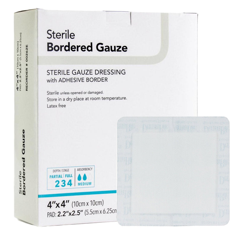 Sion Brands LLC DermaRite Bordered Gauze White Adhesive Dressing, 4 x 4 Inch (25/BX) 