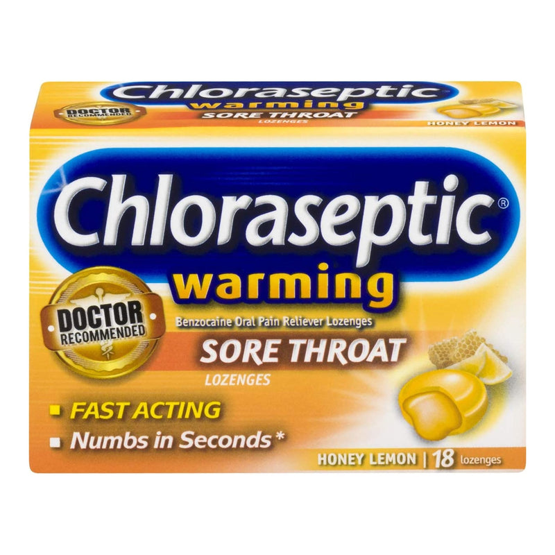 Med Tech Products Chloraseptic Warming Sore Throat Lozenges Honey Lemon (18/CT) 
