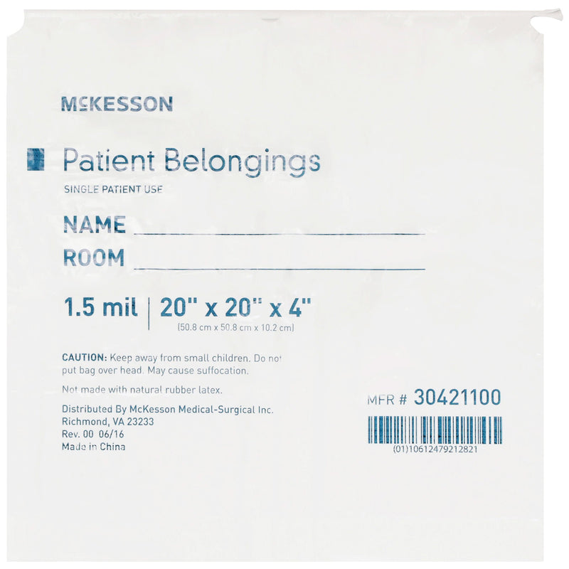 McKesson Patient Belongings Bag, White (Case of 250)