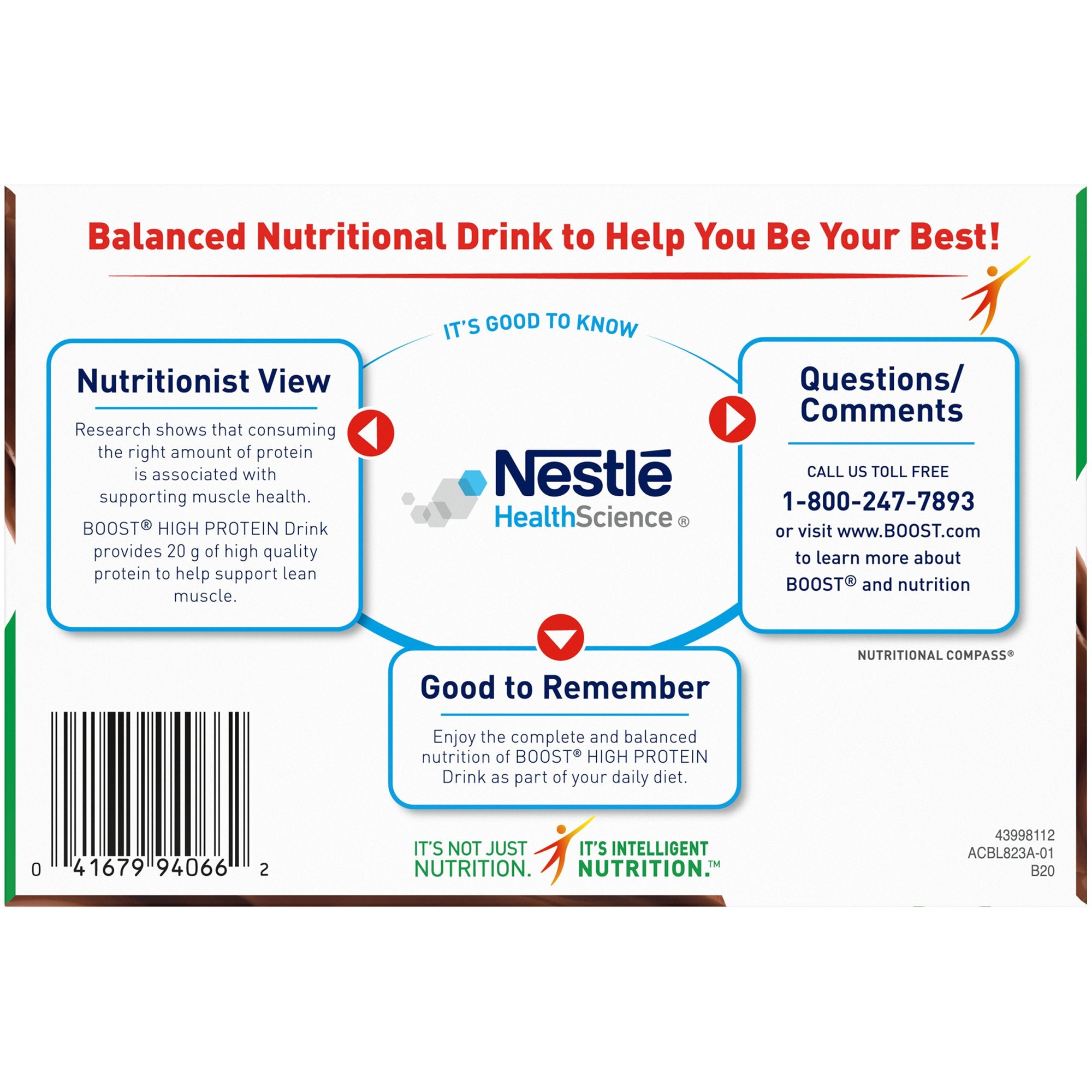 Nestle Healthcare Nutrition Boost High Protein Chocolate Complete Nutritional Drink, 8-ounce bottle (24/CS) 