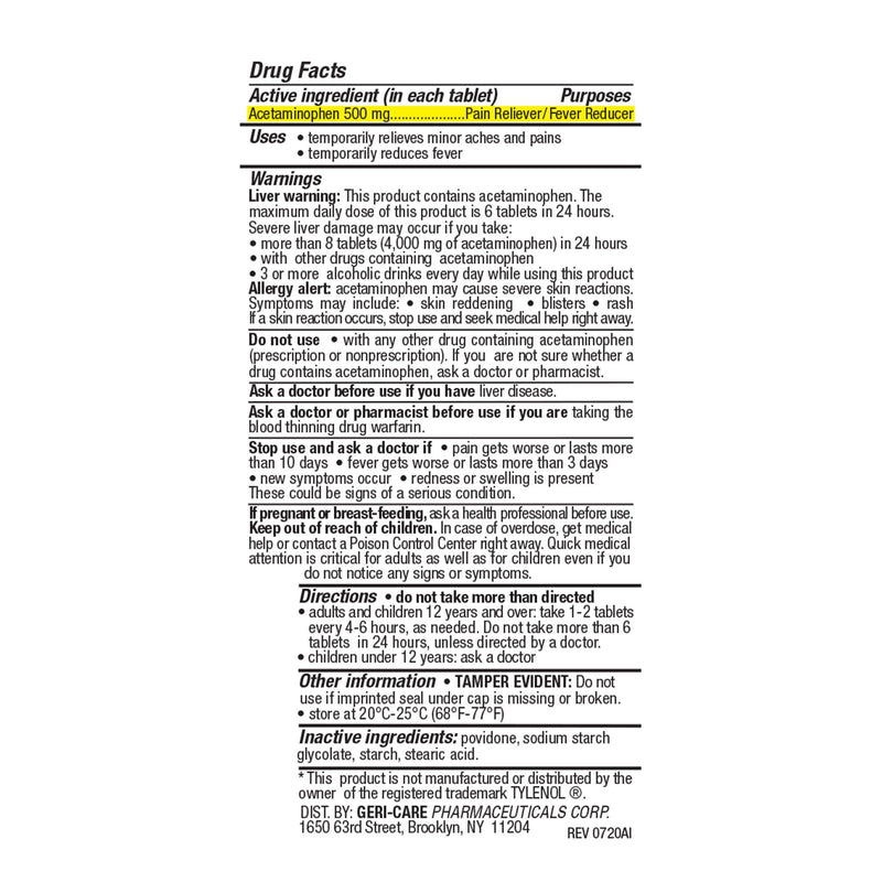 Health*Star Extra Strength Acetaminophen Tablets (12/CS)