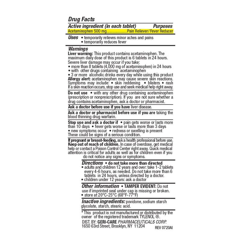 Health*Star Extra Strength Acetaminophen Tablets 