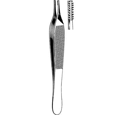 Merit Adson-Brown Tissue Forceps - 4-3/4", Straight, Side-Grasping 7x7 Teeth - 97-778