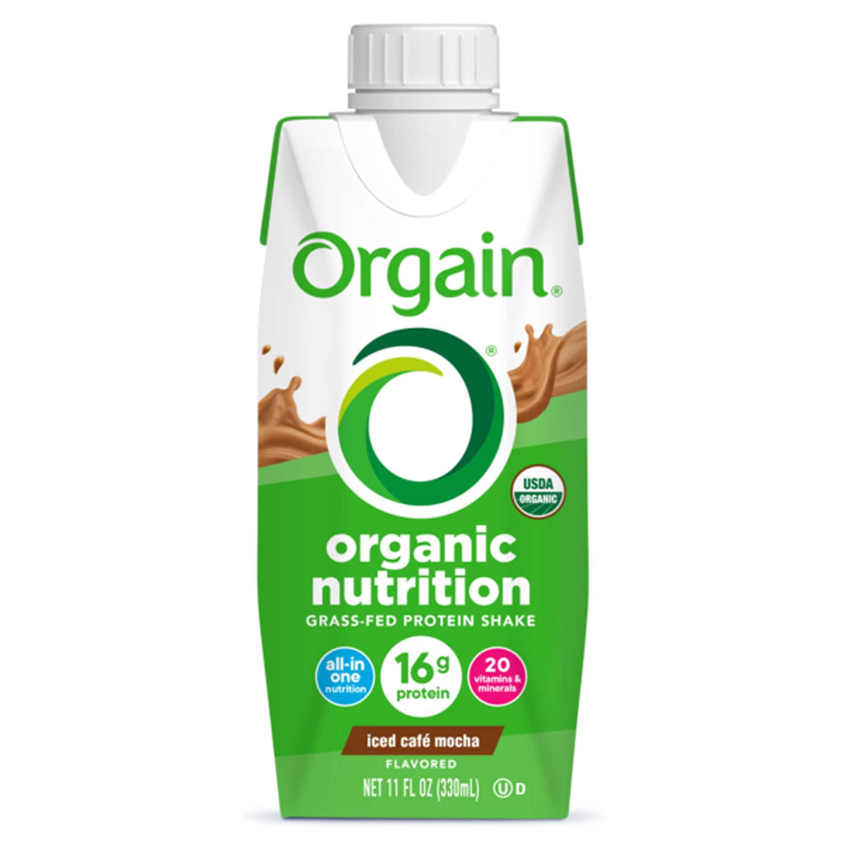 Oral Supplement Orgain Organic Nutrition Shake Iced Café Mocha Flavor Liquid 11 oz. Carton (Case of 12)