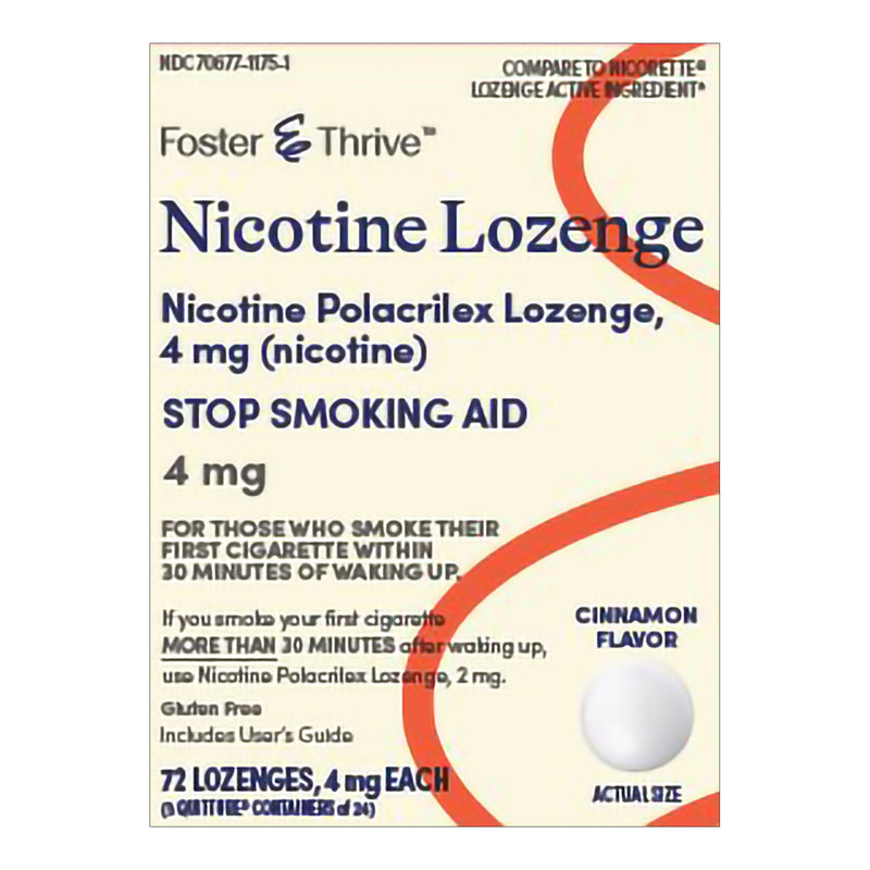 Foster & Thrive Nicotine Polacrilex Lozenges 4 mg (Nicotine) Cinnamon (Pack of 72)
