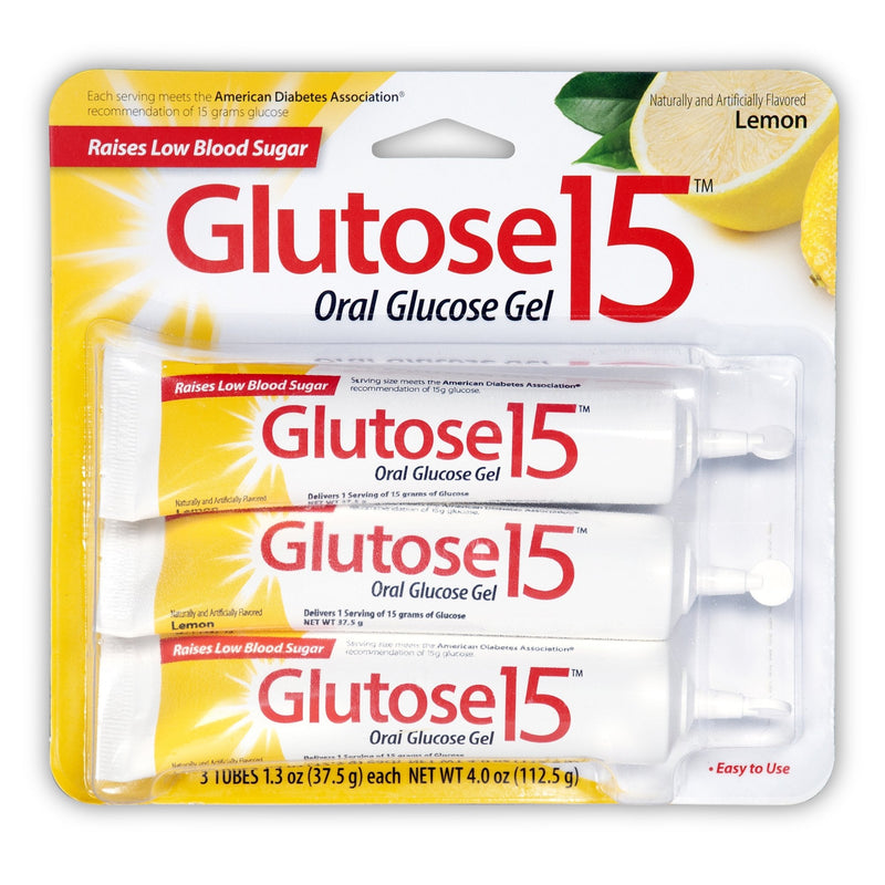 Glucose Supplement Glutose 15 3 per Pack Gel Lemon Flavor 