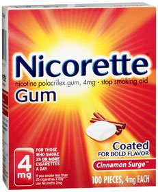 Nicorette Stop Smoking Aid Gum 4 mg Cinnamon Surge (Box of 100)