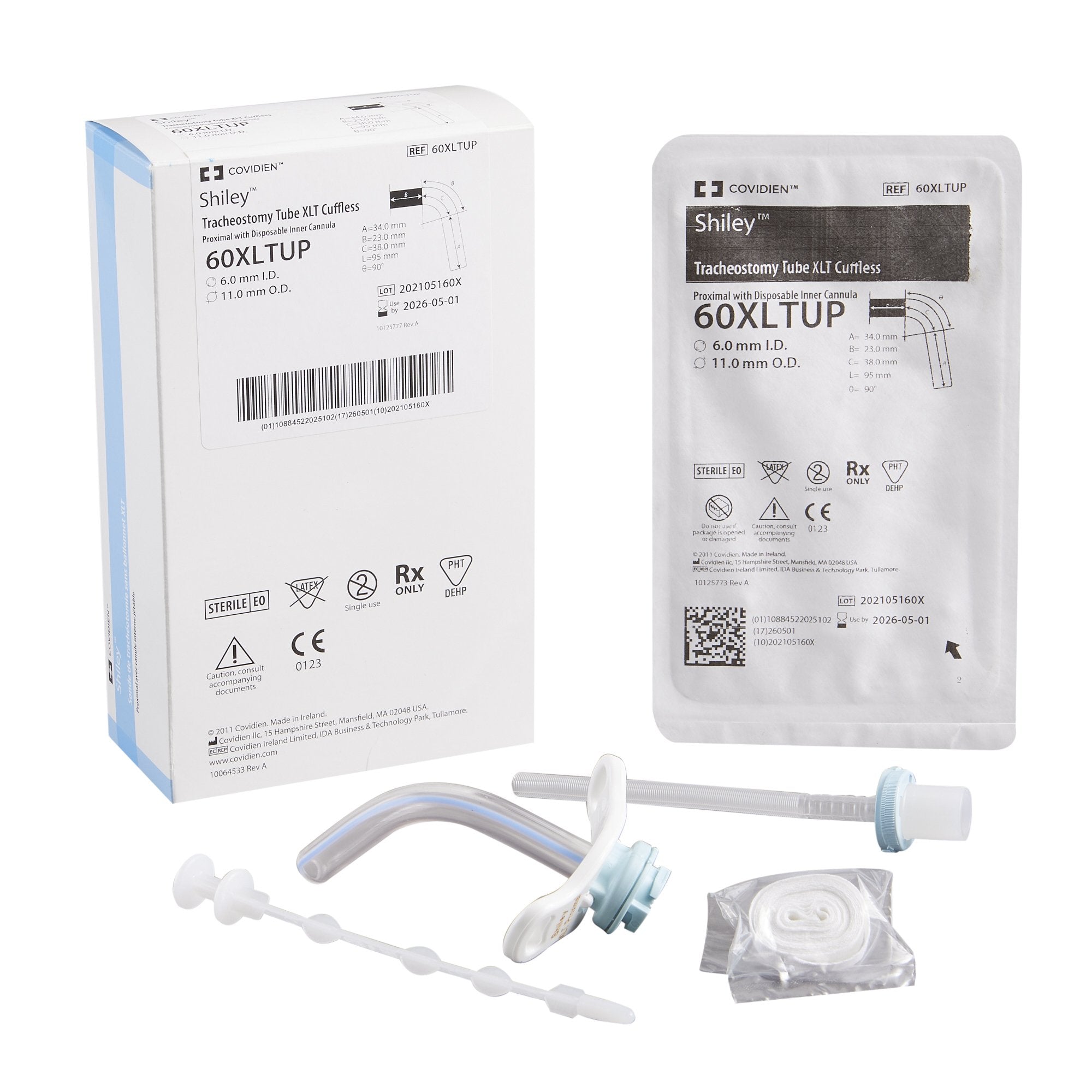 Uncuffed Tracheostomy Tube Shiley XLT Size 6.0 Adult 