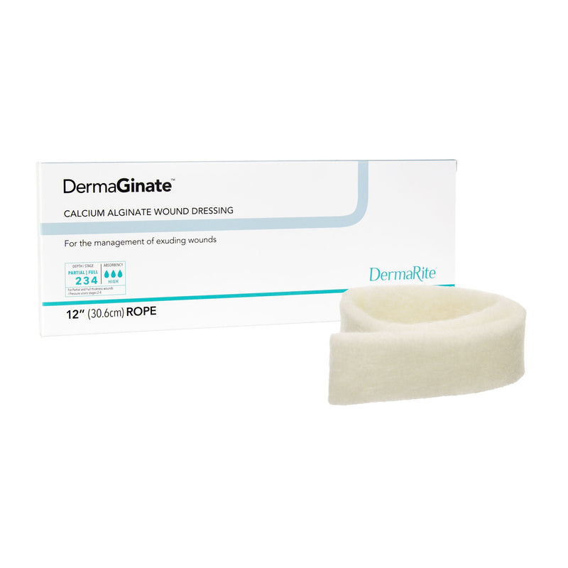 Alginate Dressing DermaGinate Calcium Alginate 12 Inch Length Rope (Box of 5)