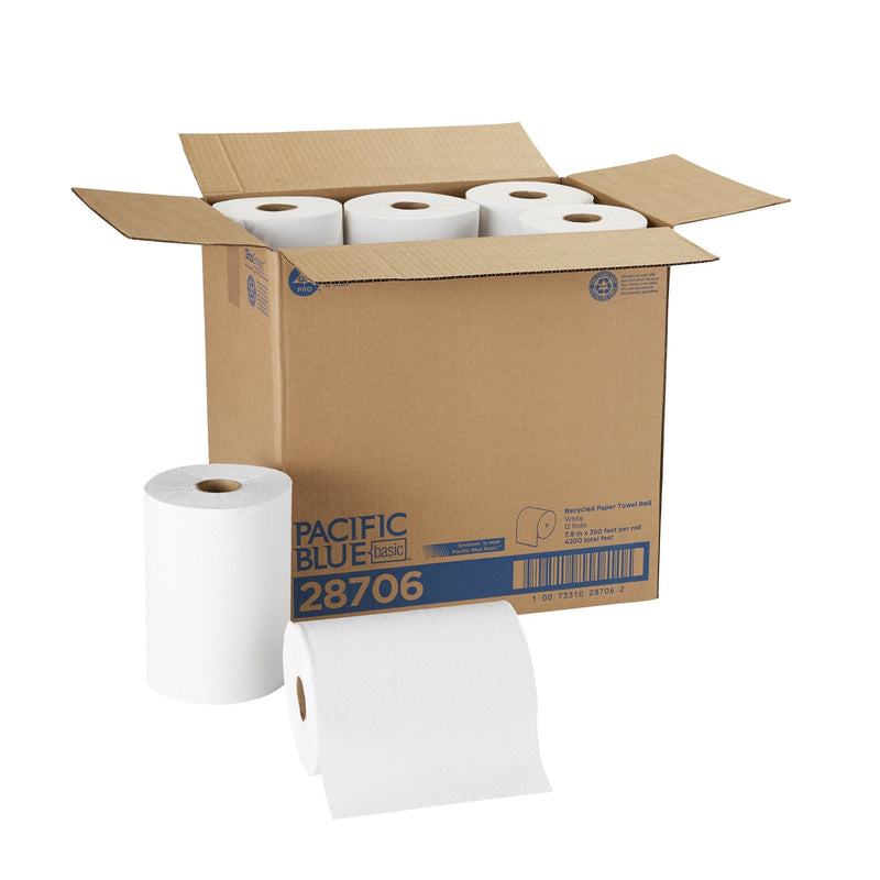 Georgia-Pacific Consumer Products LP Pacific Blue Basic White Paper Towel, 7-7/8 Inch x 350 Foot, 12 Rolls per Case (12/CS) 