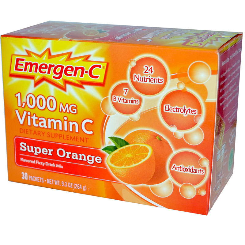 Emergen-C Vitamin C Drink Mix, Super Orange Flavor (Box of 10)